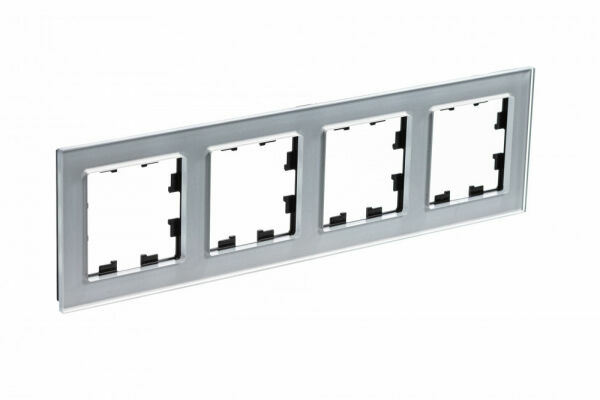 Изображение товара Рамка 4 поста, универсальная, Стекло алюминий,ATN320304 Atlas Design Nature Schneider electric