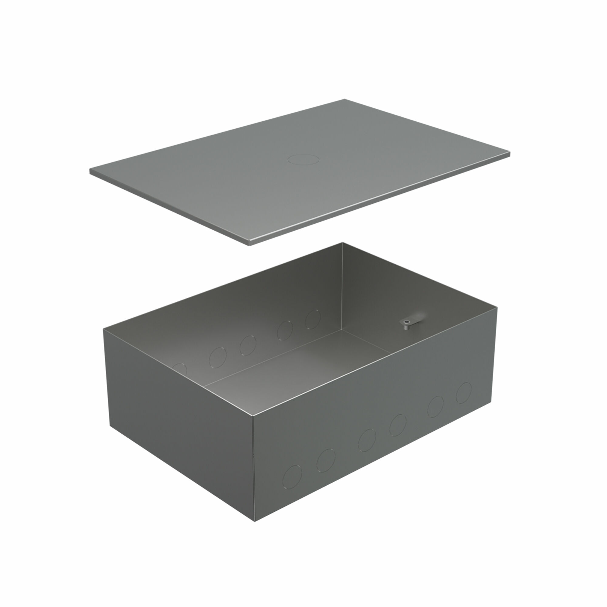Изображение товара 70181 BOX/8-12 Металлическая коробка с крышкой для заливки в пол 309х217х105мм, для люков 70083, 70012 Ecoplast (Экопласт)