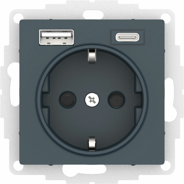 Изображение товара Розетка 16А с USB A+С (5В/2,4А/3 А, 2х5В/1,5А), мех, Изумруд, ATN000832 Atlas Design Schneider electric