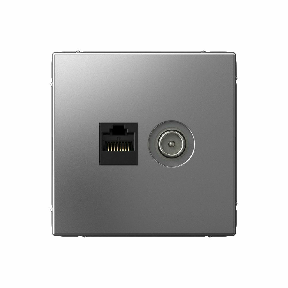 Изображение товара Розетка двойная ТВ + компьютерная RJ45, кат. 5Е, сталь GAL000989 ArtGallery, Systeme Electric