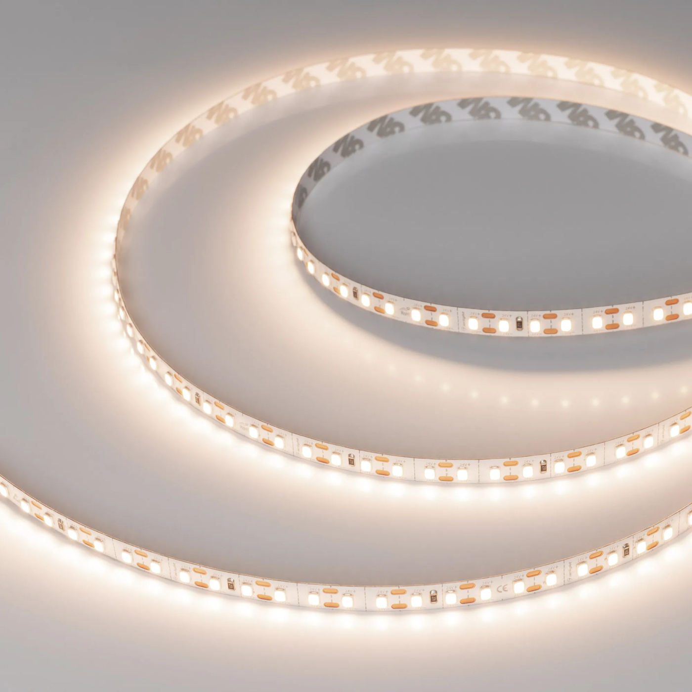 Изображение товара Светодиодная лента FC-A120-8mm 24V Warm3500-CX1 (10 W/m, IP20, 5m) (Arlight, резка 1 светодиод) 052795