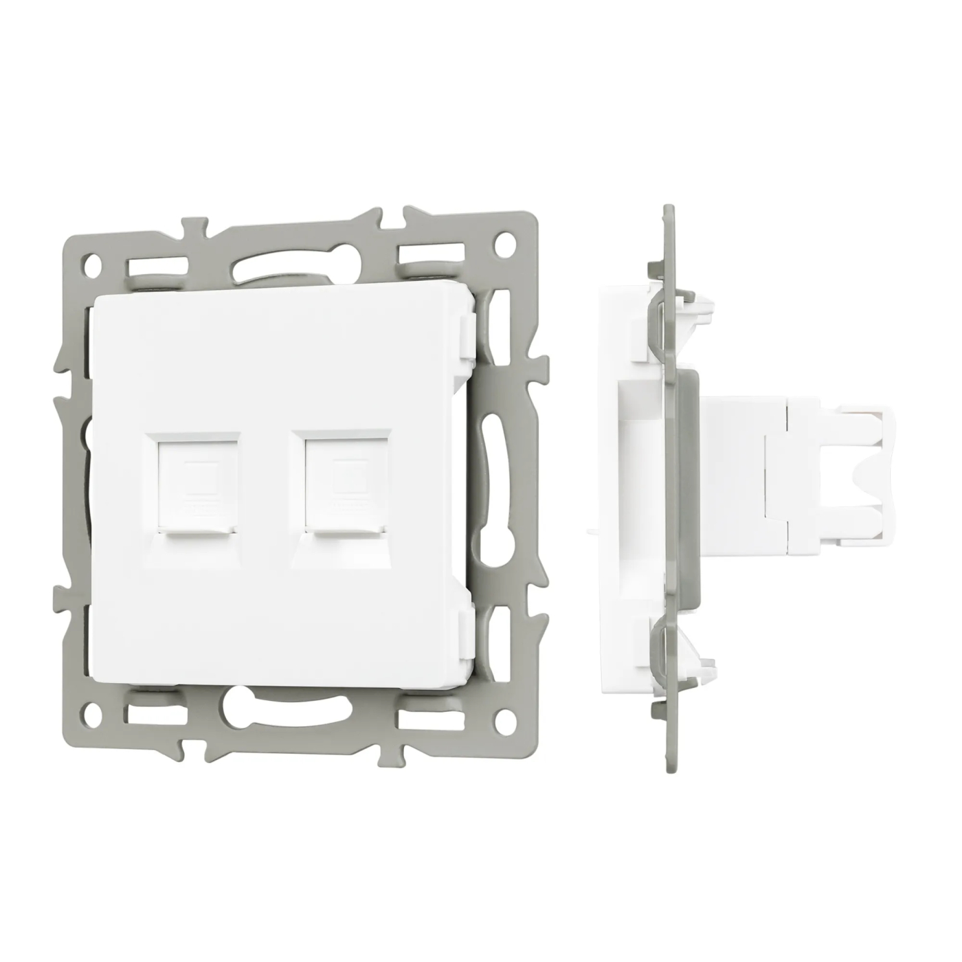 Изображение товара Розетка компьютерная RJ45, двойная, белый, SCT-MPC2-PL-WH (RJ-45, CAT6) (Arlight, -) VERSA, GLARE, PRESTO 045336