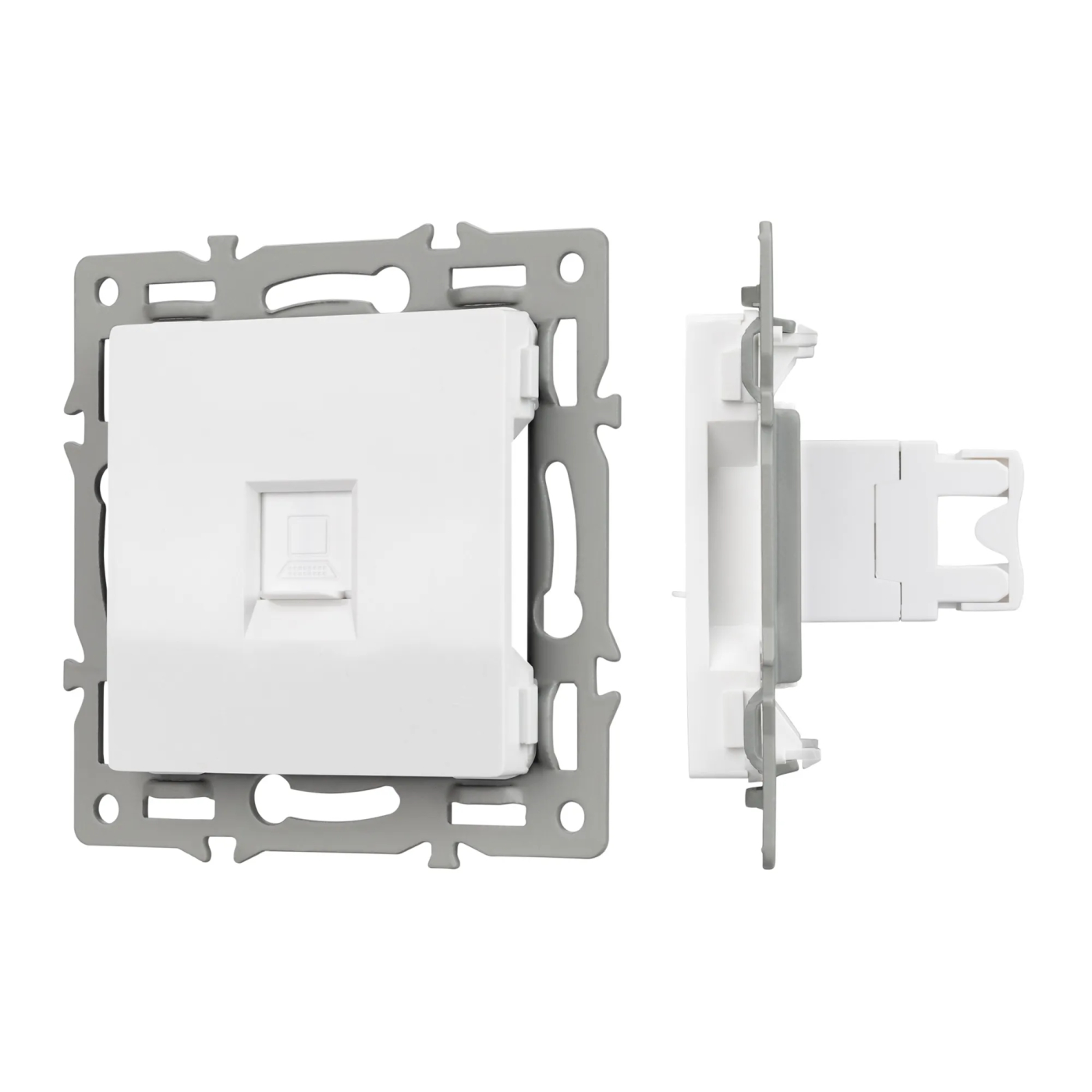 Изображение товара Розетка компьютерная RJ45, одинарная, белый, SCT-MPC1-PL-WH (RJ-45, CAT6) (Arlight, -) VERSA, GLARE, PRESTO 045301